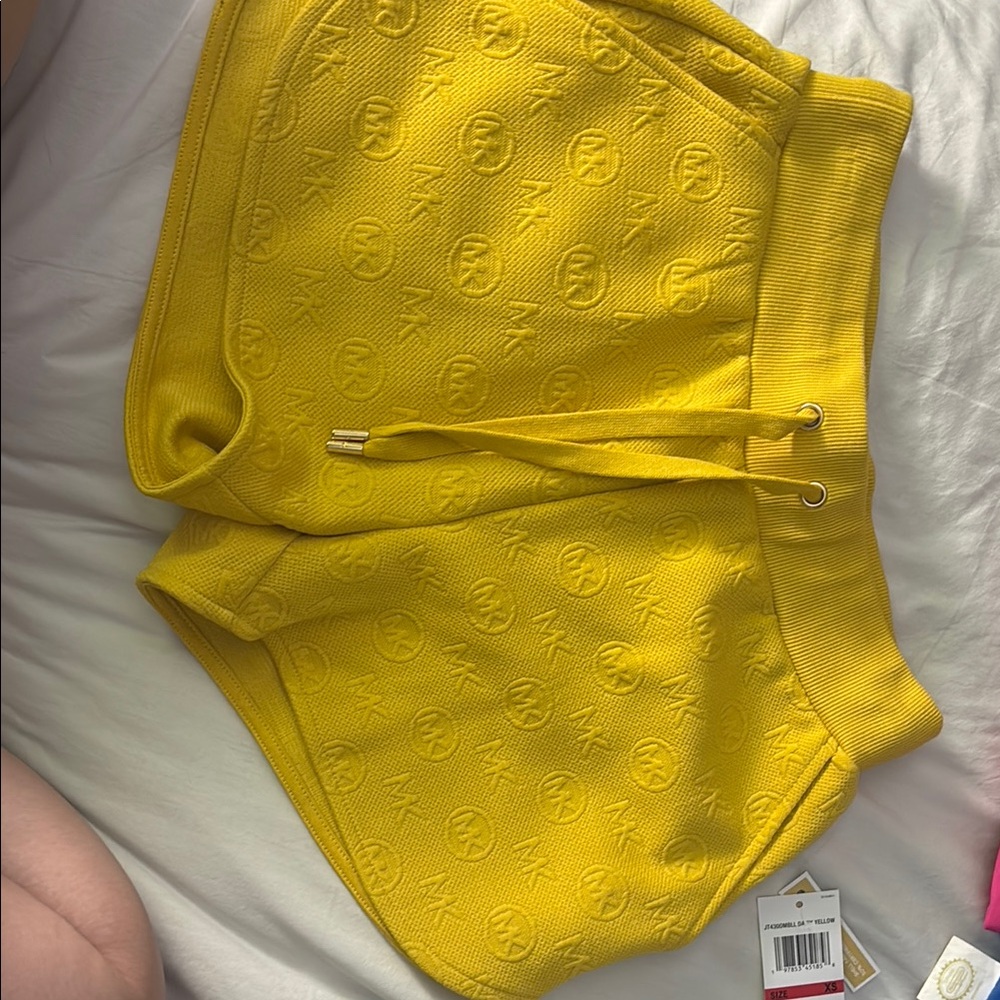 Michael Kors Yellow Embossed Athletic Shorts